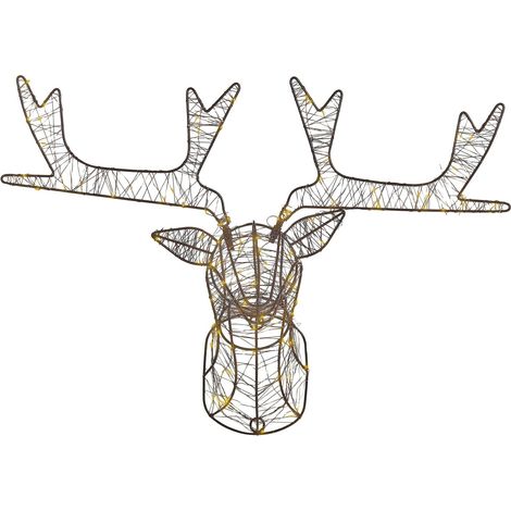 Décoration Murale de Noël avec LED pour Extérieur Tête de Renne en Métal Noir Nellim (1/5)