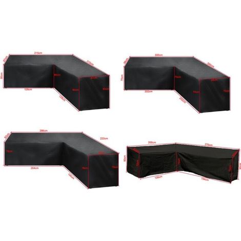 215 x 215 x 87 cm - Funda protectora en forma de L para muebles de jardín - Impermeable - Ratán - Para sofá esquinero - Para salón (1/3)