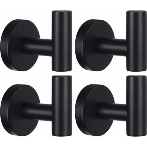Gancio Porta Asciugamani da Parete Bagno - Gancio in Acciaio Inox SUS 304 Nero Opaco - Per Asciugamani, Accappatoi e Vestiti - 2 Pezzi