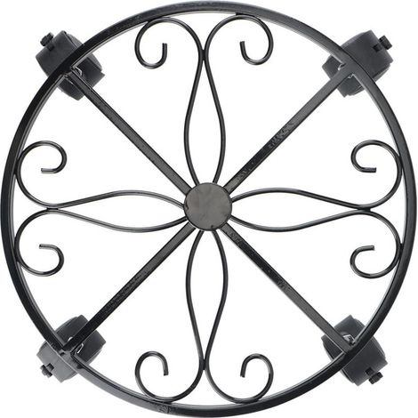 Support Roulant Pour Pot De Fleurs - Support Métallique À Roulettes - Pour Intérieur Et Extérieur - Charge Maximale 136 Kg - Noir - Diamètre 30 Cm (1/4)
