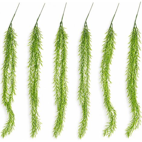 Pack of 6 x 100cm Artificial Trailing Rhipsalis Style Hanging Plant - Light Green Tips - Premium Quality (1/5)