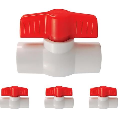 (4 Stück) PVC-Kugelhahn, 90-Grad-Griffventil, Absperrventil, für den Bau von Schwimmbecken und Teichen (Weiß) (1/5)