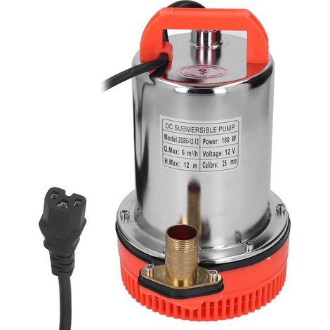 Pompe submersible 12 V CC 180 W, 3 800 tr/min, moteur en cuivre à haut débit, hauteur de refoulement de 12 m (1/5)