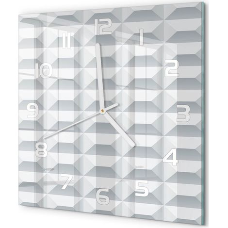 Horloge Murale Carrée Décoration Murale Verre Trempé Design Artistique Arrière-plan géométrique 30x30 cm (1/5)