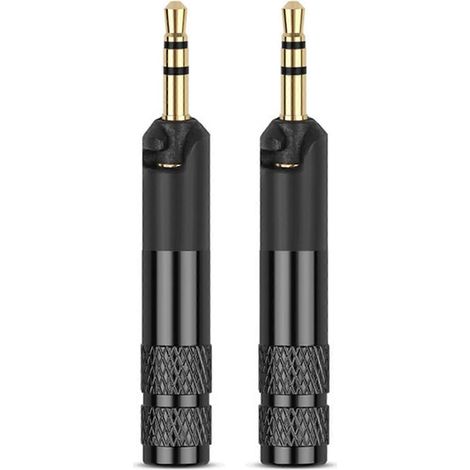 Deux connecteurs auxiliaires audio stéréo soudés plaqués or de 2,5 mm, compatibles avec les casques HD558, HD518 et HD598, noirs. (1/5)