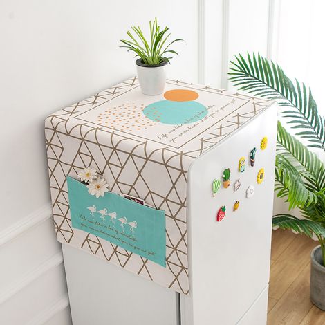 Housse De Protection Pour Réfrigérateur Et Lave-Linge - En Coton Et Lin Imperméable - Résistante Aux Poussières Et Au Soleil - Avec Poche De Rangement - 45x140cm (1/5)