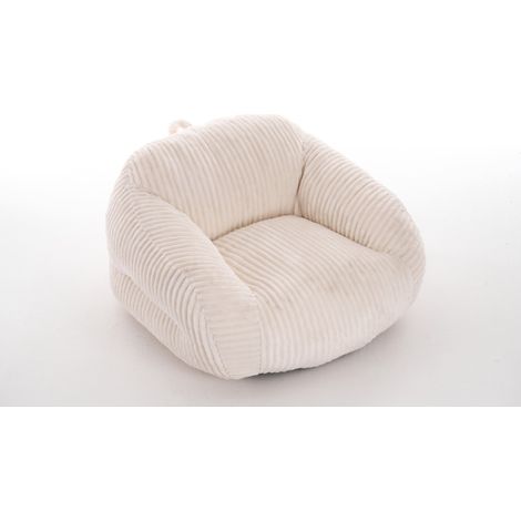 Poltrona sacco in velluto a coste beige, senza montaggio, perfetta per soggiorno e camera (1/5)