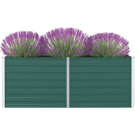 Jardinière de jardin - Balconnière à fleurs 160 x 80 x 45 cm Acier galvanisé Vert BV203462 - BonneVie (1/5)