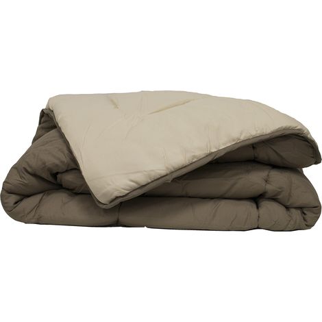 Couette légère réversible bicolore en microfibre 200 gr/m² Taupe 200x200 cm