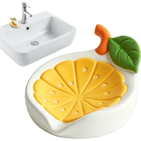 Porte-savon de salle de bain - résine - jaune - pour douche (1/5)