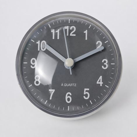 Mini horloge murale étanche à ventouse 7,5 cm quartz ronde gris gris 8 × 8 × 5 cm 200 g – Livraison gratuite