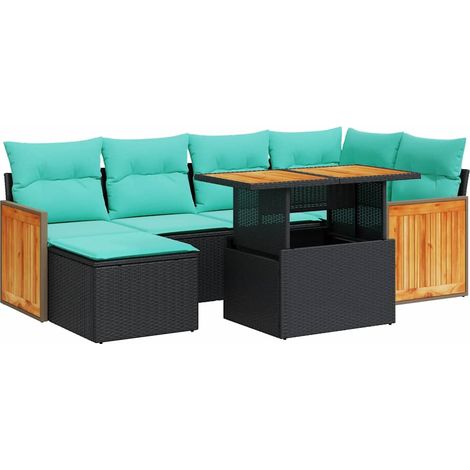 Maison Exclusive - Set Divani Giardino 7 pz con Cuscini Marrone Polyrattan Acacia (1/5)