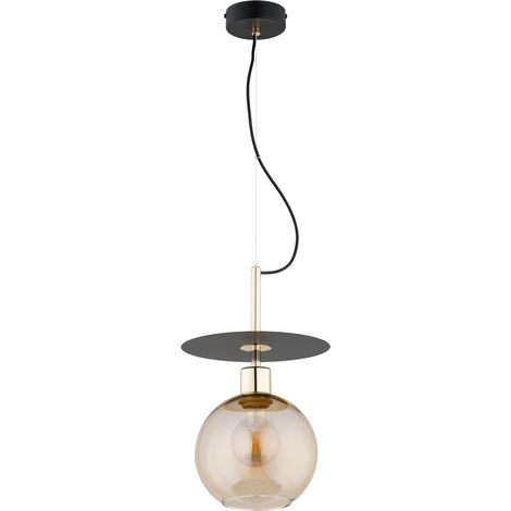 Suspension moderne noir-or boule ambre 1xE27 15W QEENCY (1/2)