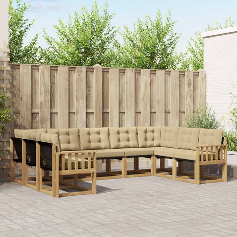 vidaXL Outdoor-Sofagarnitur mit Kissen 9 pcs Weiß und Beige (1/5)