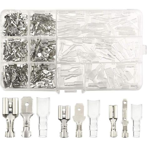 Kit de 270 borniers à sertir mâle-femelle pour câbles électriques avec embouts isolants de 2,8 mm à 6,3 mm (1/4)