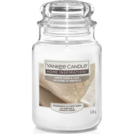 Yankee Candle Duftkerze Großes Glas White Linen & Lace 538 g, weiß (1/3)
