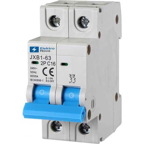 Interrupteur magnétothermique 2P C16 16A 6KA - 2 modules DIN - 220V