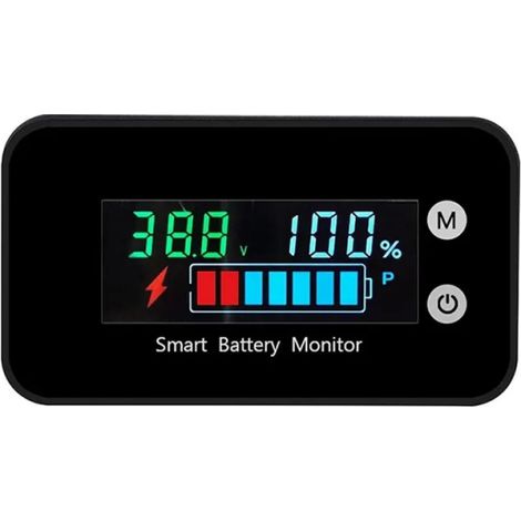 Testeur de capacité de batterie numérique étanche 7-100 V, tension/puissance/affichage couleur, température+alarme, IPX7 pour voiture électrique et moto (1/5)