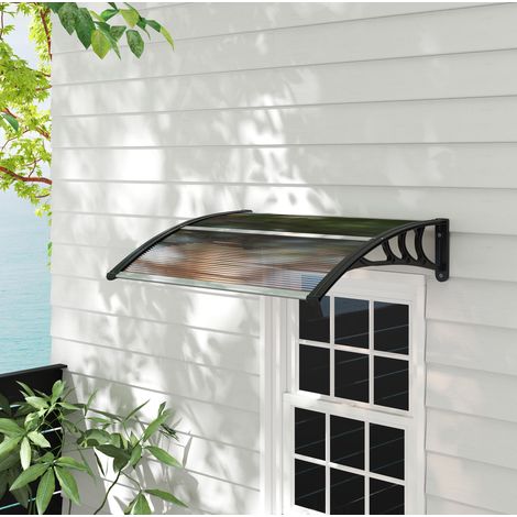 Vordach aus Aluminium und Polycarbonat in Braun, wetterbeständig, UV-beständig, für Haustür, Fenster oder Balkon (1/5)