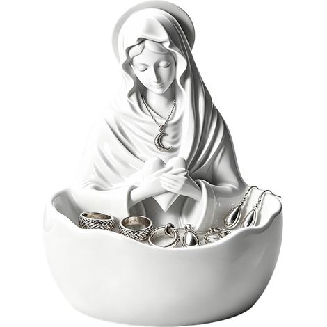 Plateau à Bijoux Présentoir Vierge Marie en Résine Décoration Catholique (1/5)