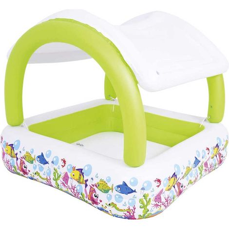 Piscina Gonfiabile Fuoriterra Giardino con Tettoia Parasole Removbile 145x128cm (1/5)