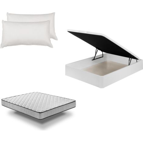 Pack Canapé de madera Blanco + Colchón PRO Nature + Almohada Fibra 190cm (1/5)
