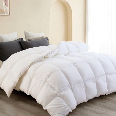 Couette Toutes Saisons 75% en Duvet, Insert de Couette Duveteux avec 8 languettes d'angle, Tissu mélangé de Coton résistant et Durable et Construction de boîtes à chicanes 3D (1/5)