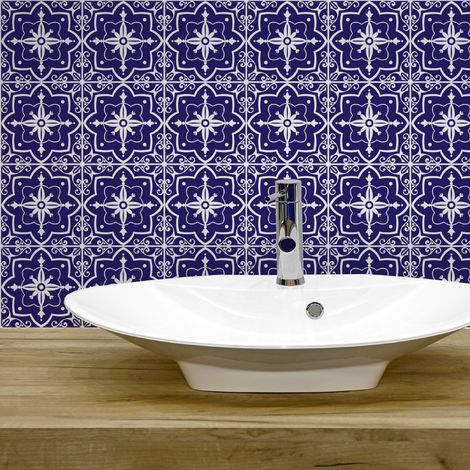 Sticker Mural Carrelage adhésif Cuisine Salle de Bain - 24 STICKERS CARRELAGES AZULEJOS IGNACIO - 24stickers10x10cm (1/5)