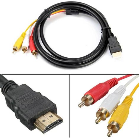 Hdmi Male Vers 3 Rca Audio Video Av 1080p Hdtv Converter Cable 1.5m (1/5)