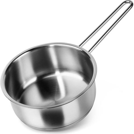 Casserole en acier inoxydable 16 cm, capacité 1,25 l, ustensile de cuisine pour cuisson et préparation, compatible pour tous types de feux (1/5)