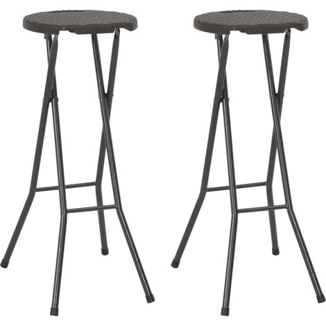Klappbare Barhocker 2 Stk. HDPE und Stahl Braun Rattanoptik