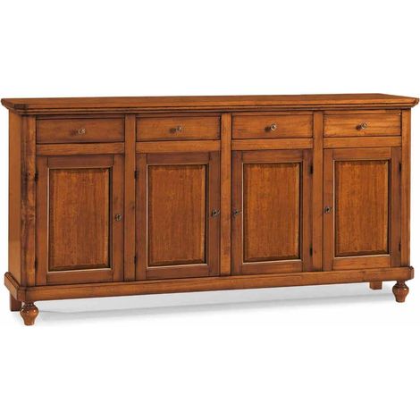 Credenza in legno arte povera Quattro porte Quattro cassetti Noce