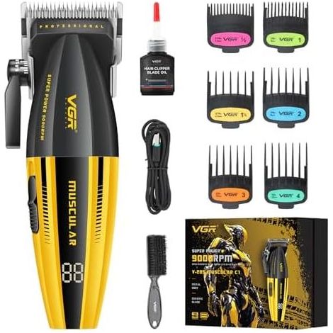 285 Fresh Fade Tondeuse à Cheveux Hommes Professionnel, 9000 RPM Pro Sans Fil pour Coupe de Compacte Légère Polyvalente avec Indicateur LED, USB Rechargeable Or - (1/5)