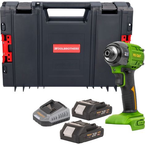 Procraft PS22bb Akku Schlagschrauber 20 V 230 Nm 1/2" Brushless + 2x Akku 2,0 Ah + Ladegerät + RHINO Toolcase (1/5)