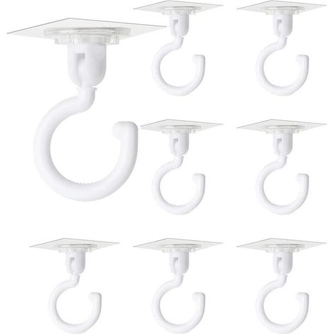 Enowelir 8 Pièces Crochets Auto-adhésifs Transparents Crochet Rotatif à 360 Degrés Crochet Adhésif Puissant Plafond Crochets Muraux Sans Perçage pour Salle de Bain Toilettes Cuisine Bureau Mur Plafond (1/4)