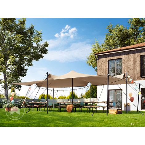 TOOLPORT Tienda Stretch 5x7,5 m lona de poliéster impermeable con set de postes de acero para eventos exteriores flexibles (1/5)