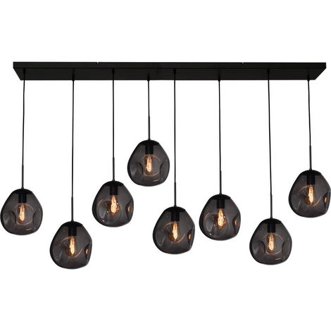 Lampe suspendue Lava 8x verre à fumée Ø 24cm - 2761-05-160-25-80561