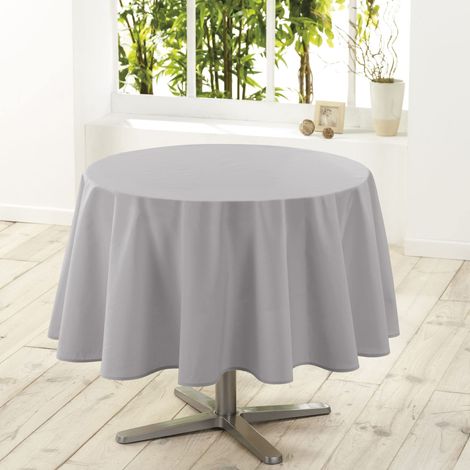 Douceur D'Intérieur - 1720244, Tovaglia Rotonda , 180 Cm , Essentiel , Poliestere Unito , Grigio