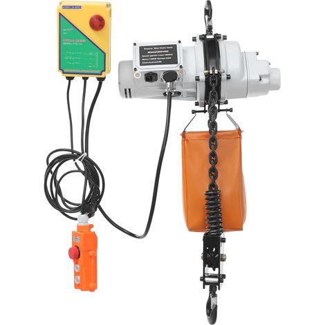 Palan électrique à chaîne, 1000 kg, hauteur de levage 6 m, blanc  Treuil électrique 1300 W IP40 avec télécommande sans fil Distance 100 m Convient pour atelier et entrepôt (1/5)