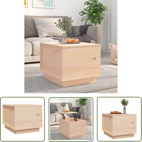 The Living Store Couchtisch 40x50x35 cm Massivholz Kiefer - Holz Couchtisch - Kiefernholz Couchtisch - Beistelltisch - Wohnzimmertisch - TV Stand (1/5)