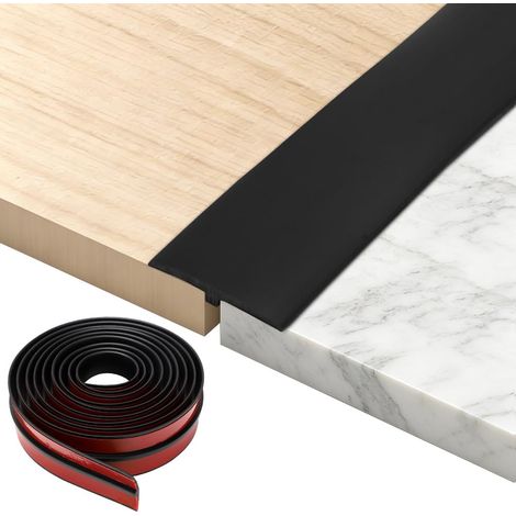 Bande de transition en PVC, autocollantes, séparateur de sol stratifié, pour relier les espaces au sol, seuil de moquette, carrelage (noir, 2 m) (1/5)