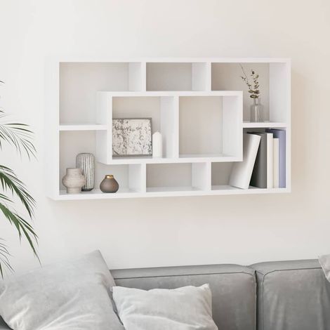 vidaXL Estantería de pared con 8 compartimentos blanco brillante (1/5)