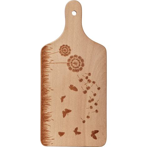 Schneidebrett aus Holz mit eingravierter Wiese (1/3)