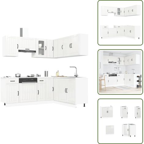 Mobili da cucina con scomparti - vidaXL Set Mobili da Cucina 11 pz Lucca Bianchi Lucido in Truciolato - Mobili da cucina con piedini regolabili