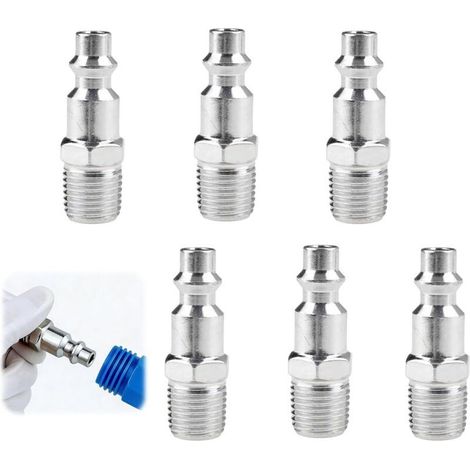 6 PCS Raccord Rapide Air Comprimé 1/4 NPT Mâle, Raccord Américain Fileté pour Compresseur, Connecteur Rapide pour Système d’Air et Outils Pneumatiques, Embout de Tuyau Pneumatique (1/5)