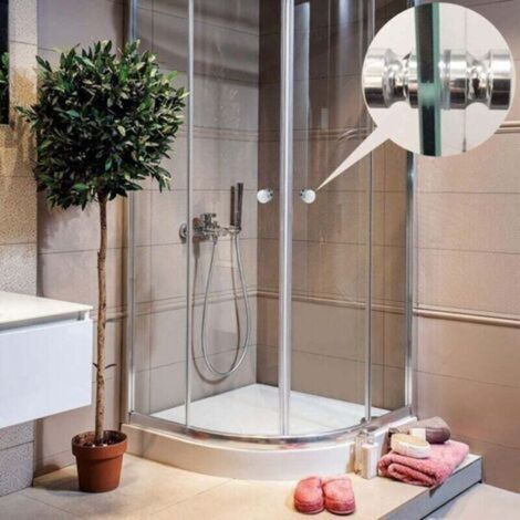 Bouton de Porte de Douche Poignée de Porte Rondes en Alliage D'aluminium pour Salle de Bain Porte en Verre Porte Coulissante (1/3)