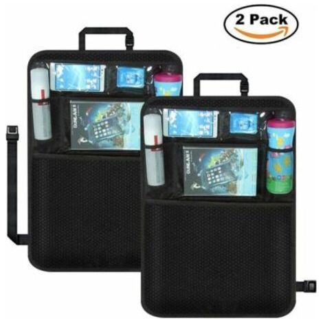 BUNTHAUS Protecteur de dossier de voiture pour enfants, 2 pièces organisateur de voiture multi-poches siège arrière pour enfants, 600D Oxford étanche avec sac de support de tablette (1/5)