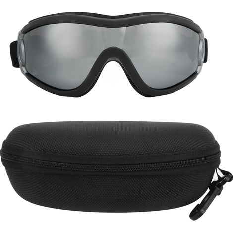 Lunettes de protection pour chien anti-vent, imperméables et anti-UV - Monture noire, verres argentés pour races de grande taille (1/5)