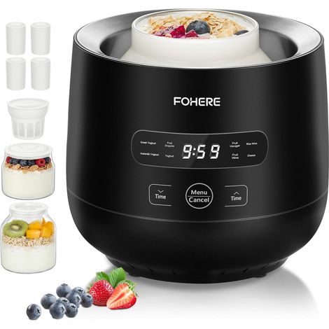 Yaourtière Automatique Multifonctionnelle FOHERE 20W - Cuve Inox 304, Récipients en Verre et Céramique (1/5)