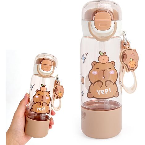 Gourde Capybara 510 ml Sans BPA Anti-Fuite – Une Gourde Trois Modes de Boisson avec Paille, Bouteille d’Eau Mignonne pour l’École et le Quotidien, Adaptée aux Boissons Chaudes (1/5)